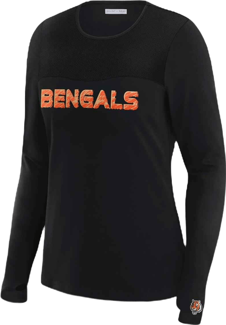 Women's x Gracie Hunt Black Cincinnati Bengals Mesh Panel Long Sleeve T-Shirt