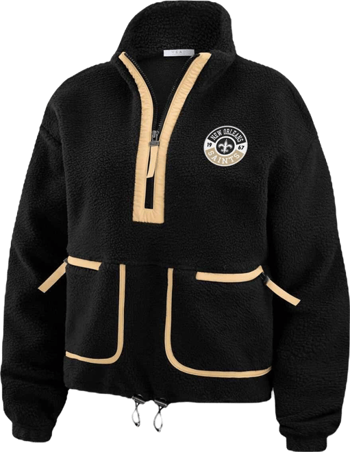 Women's Black New Orleans Saints Polar Fleece Half-Zip Jacket