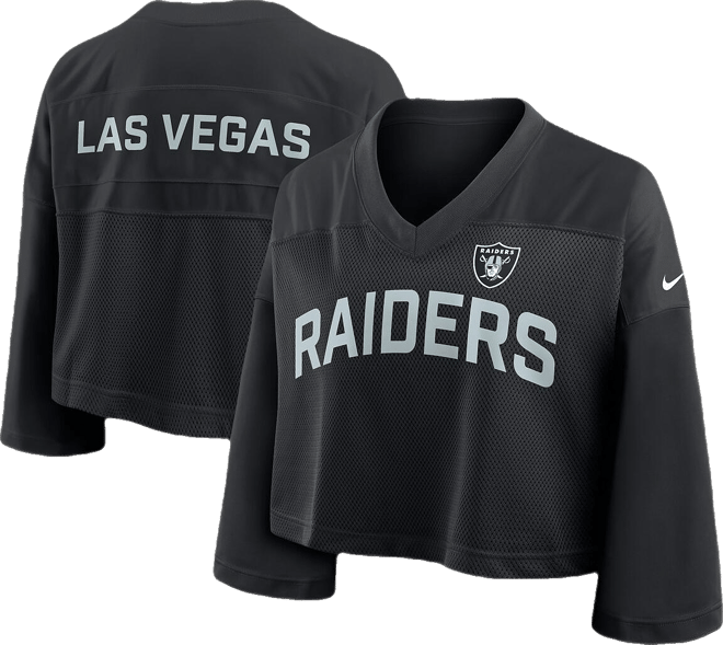Women's Black Las Vegas Raiders Primetime Cropped Mesh Dri-fit Fashion Jersey