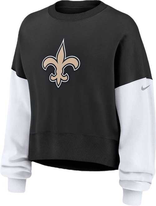 Women's Black New Orleans Saints Oversized Color-Block Pullover Sweatshirt