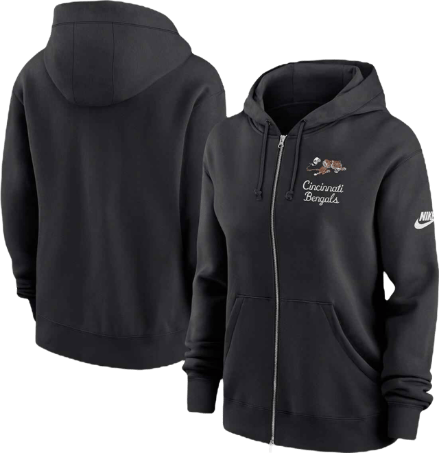 Women's Black Cincinnati Bengals Phoenix Rewind Full-Zip Hoodie
