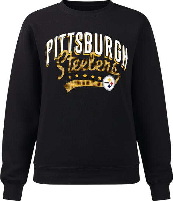 Women's Black Pittsburgh Steelers Filigree Logo Graphic Fleece Pullover Sweatshirt