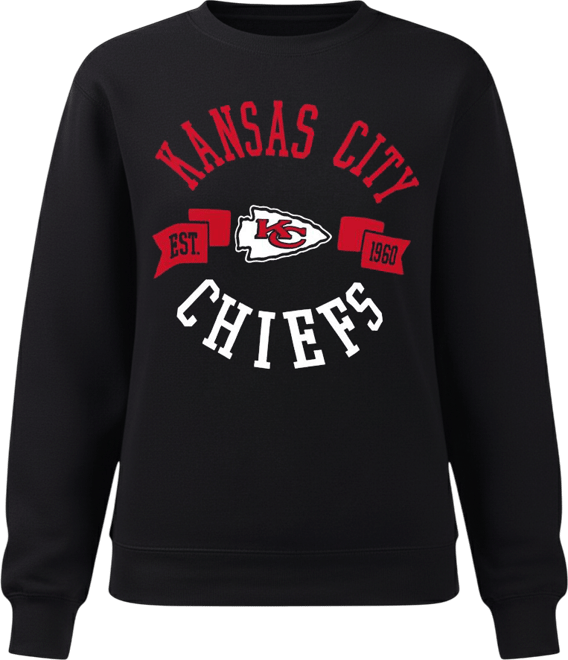 Women's Black Kansas City Chiefs Large Team Graphic Fleece Pullover Sweatshirt