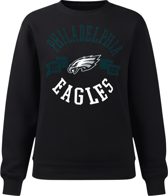 Women's Black Philadelphia Eagles Large Team Graphic Fleece Pullover Sweatshirt