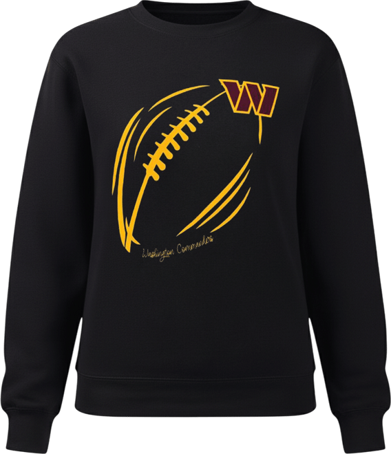 Women's Black Washington Commanders Football Logo Graphic Fleece Tri-Blend Pullover Sweatshirt