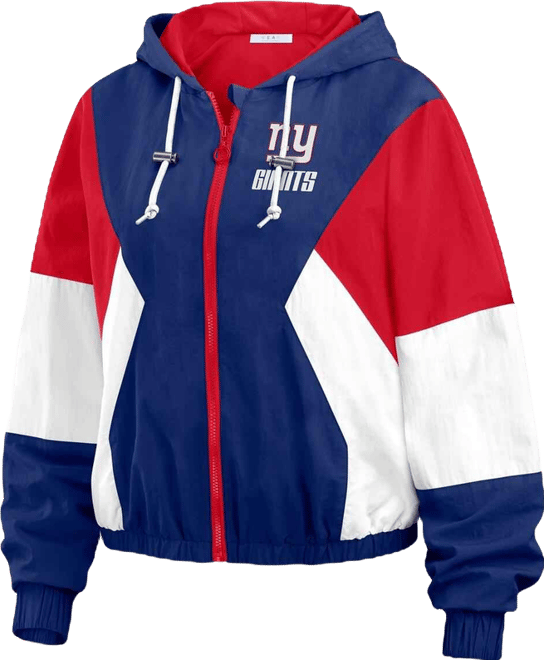 Women's Royal/Red New York Giants Plus Size Color Block Full-Zip Windbreaker Jacket