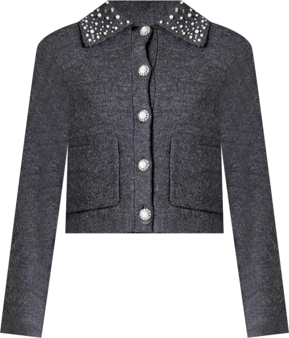 Women's Pearl Embellished Collar Cardigan