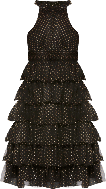Women's Layered Polka Dot Halter Cocktail Dress