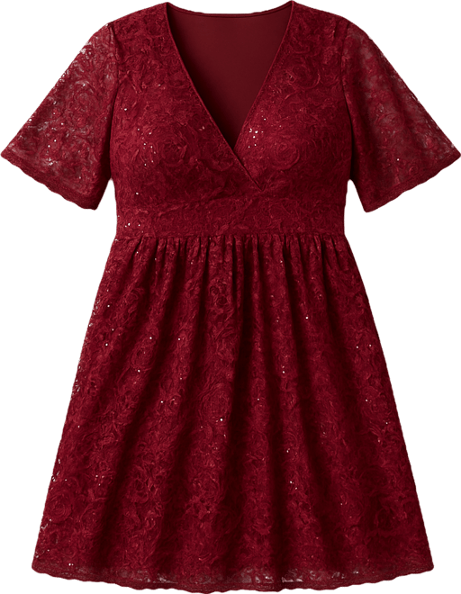 Plus Size Starry Sequin Lace Cocktail Dress