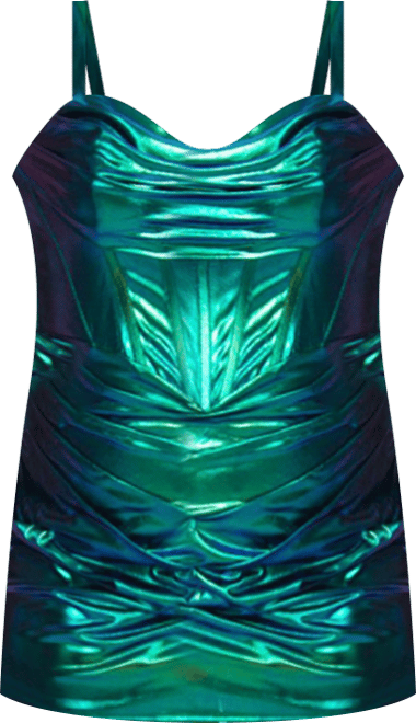 Women's Blue & Green Iridescent Corset Bodycon Mini Dress