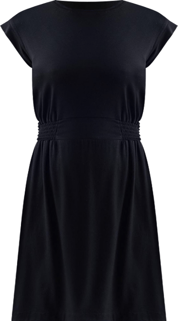 Women's Short Dress With Smocking Side Detail in Black