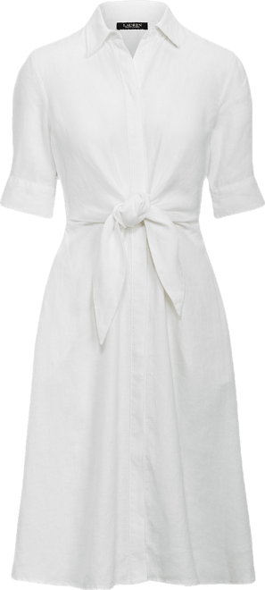 Lauren Ralph Lauren Women's Tie Front Linen Shirt Dress - White - Size 18 Lauren Ralph Lauren Women's Linen Shirtdress - Macy's