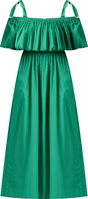 Women's Off-Shoulder Ruffle Cotton Midi Dress