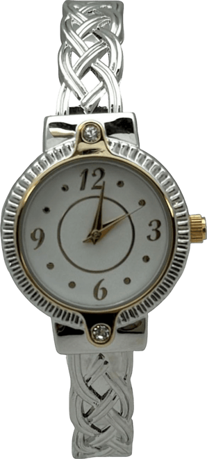 Bright Metallic Elegant Cuff Women Watch, Two Tone