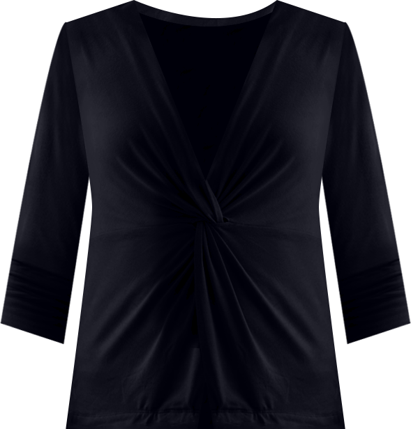 Women's Twist Front Knit Shirt in Black
