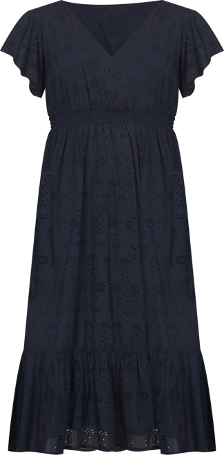 Women's Cotton Broderie Anglaise Wrap Midi Dress