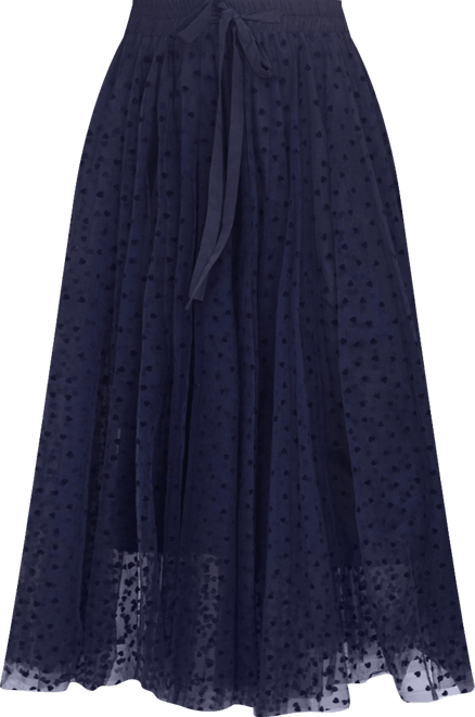 Women's Mesh Heart Print Tulle Skirt