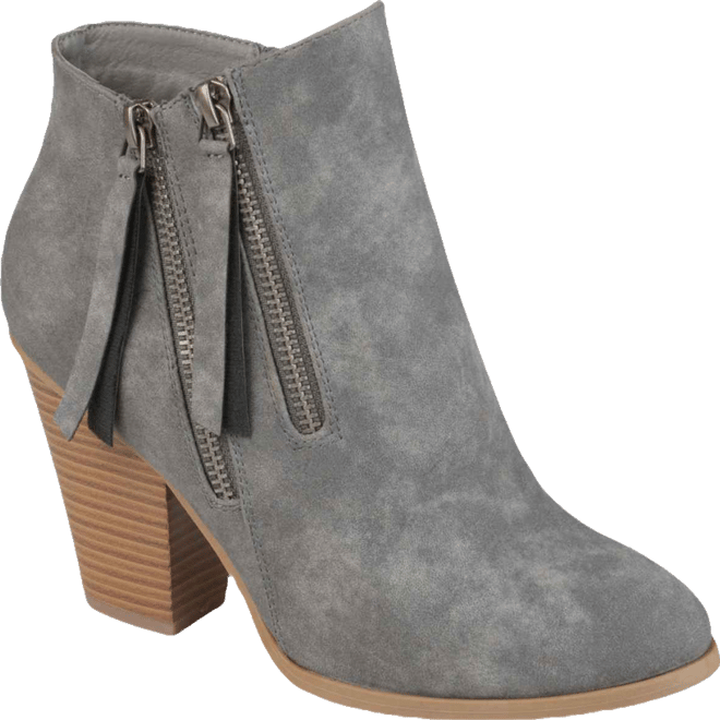 Women's Vally Double Zipper Stacked Heel Ankle Booties