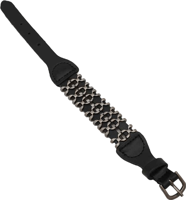 Women's Black Hardware Leather Bracelet