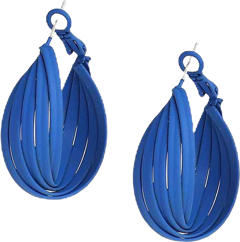 Women's Blue Petal Hoop Earrings