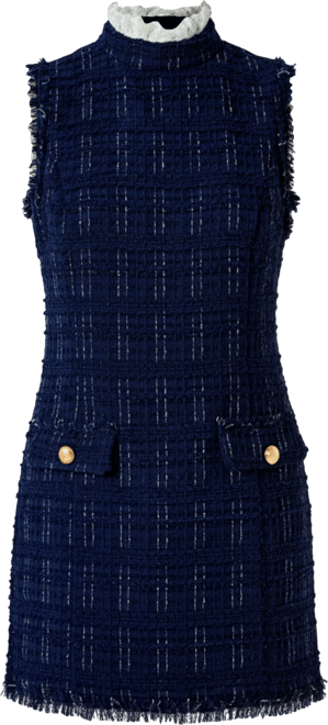 Women's Lace Detail Tweed Mini Dress