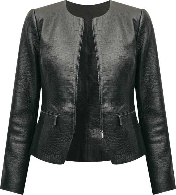 Leather Croc-Embossed Jacket