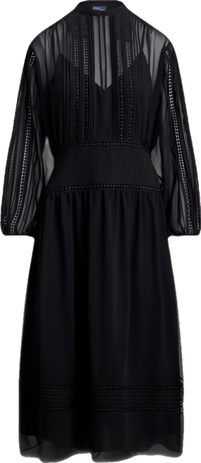 Ralph Lauren Lace Trim Georgette Dress | Bloomingdale's Women