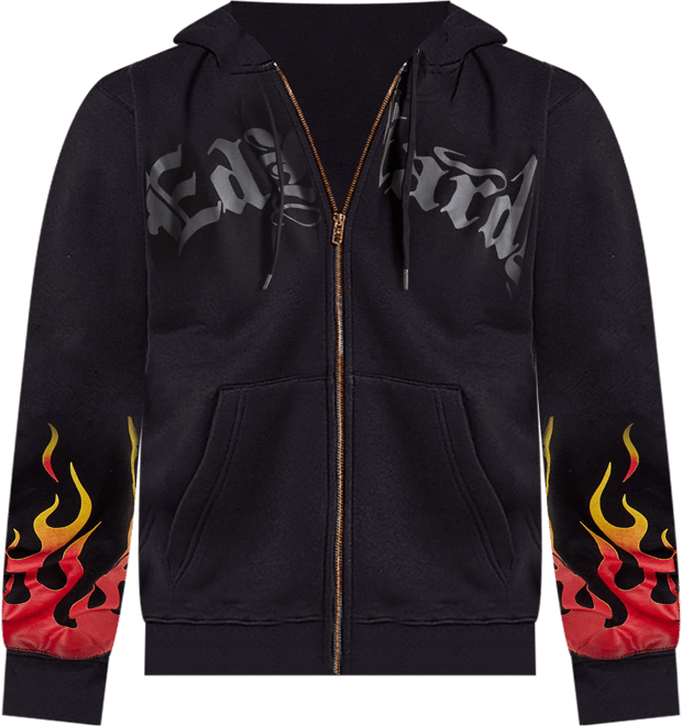 Ed Hardy Flame Skull Full-Zip Fleece Hoodie