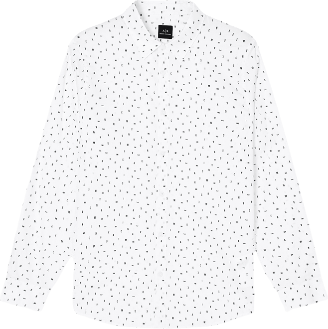 Men's Allover Letter Logo Satin Woven Shirt