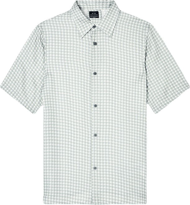 Men's Short Sleeve Viscose Geo Print Woven Shirt