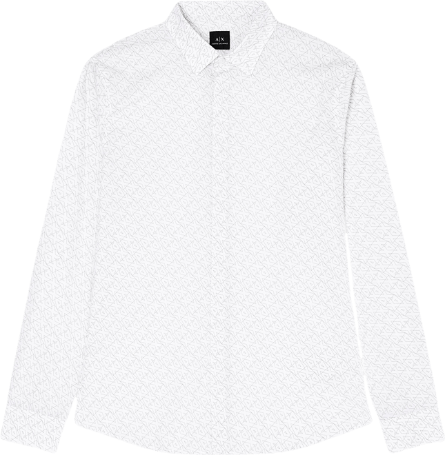 Men's Long Sleeve Poplin Allover Logo Woven Shirt