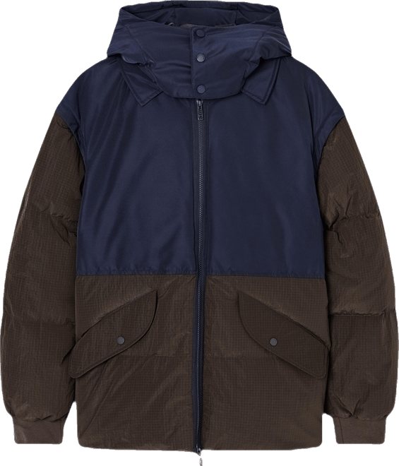 Men's Color Block Hooded Puffer Jacket