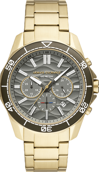 Armani Exchange Men's Chronograph Gold-Tone Stainless Steel Watch, 44mm
