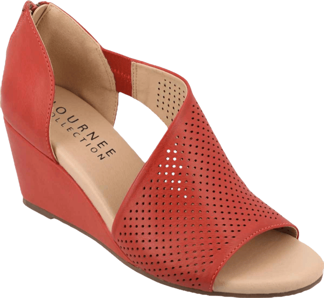 Women's Aretha Perforated Peep Toe Wedge Sandals