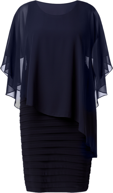 Plus Size Chiffon Capelet Sheath Dress