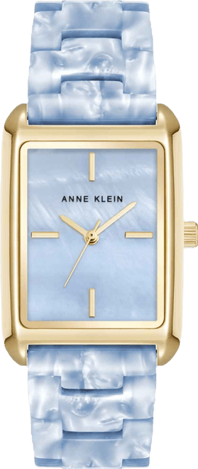 Women's Quartz Delicate Rectangular Light Blue Acetate Bracelet Watch, 26mm