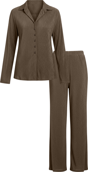 Women's 2-Piece Long Sleeves Top and Pants Pajama Set