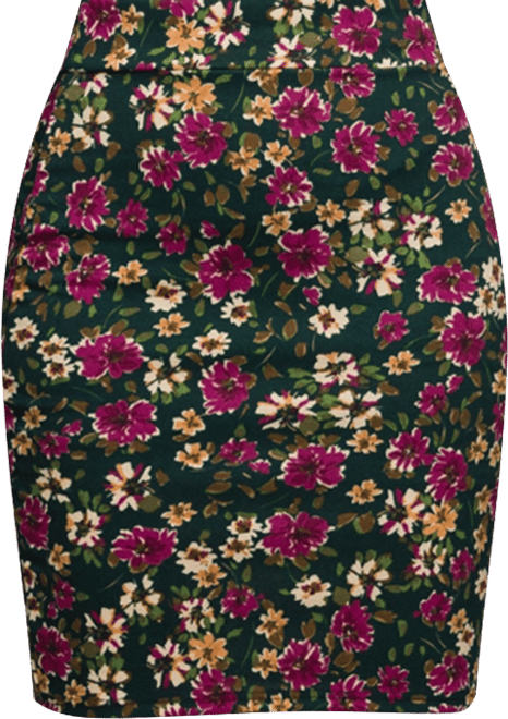 Women's Floral Print Knee Length Pencil Skirt