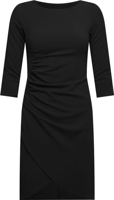 Women's Three Quarter Sleeve Ruched Tulip Hem Mini Dress