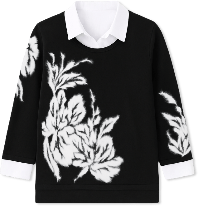 Petite Barcelona Dramatic Floral Two in One Sweater