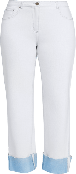 Plus Size Cuffed Pull-On Faux Fly Pants