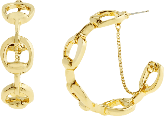 Gold Collegiate C Link Chain Hoop Earrings