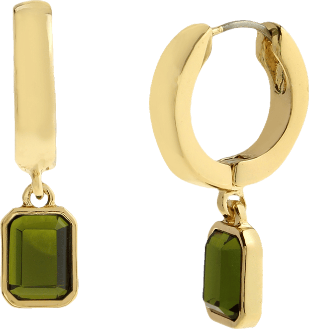Olivine Gem Charm Huggie Earrings