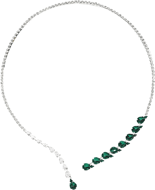 Women's Green Teardrop Bling Necklace