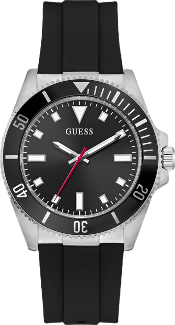 Men's Black Silver Tone Analog Watch, 41mm