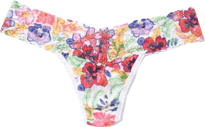 Women's Printed Signature Lace Low Rise Thong