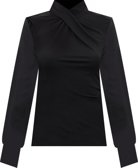 Women's Jersey And Georgette Mix High Neck Top