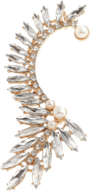 Women's Silver Embellished Cluster Earcuff Earrings