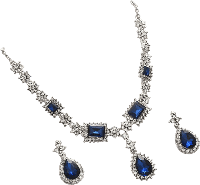 Women's Silver Plated Designer Stone Jewellery Set