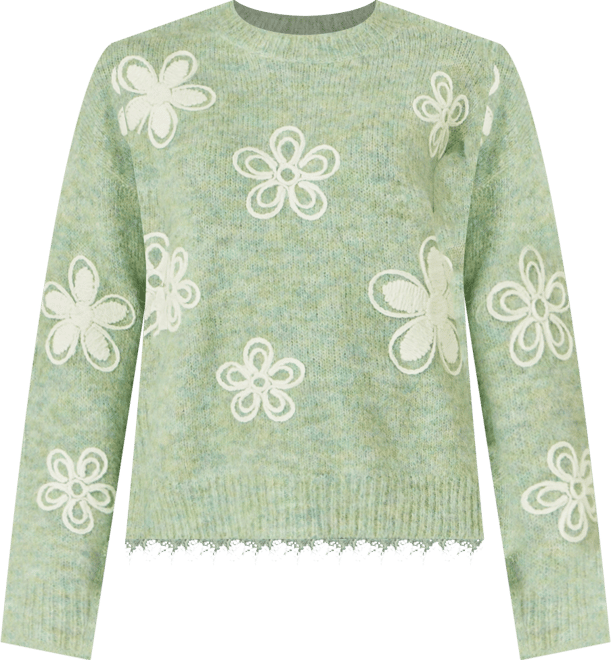 Women's Crochet Flower Knit Sweater